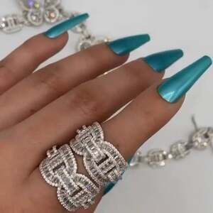 Silver Cz Statement Ring Sizes 8 C 7 F